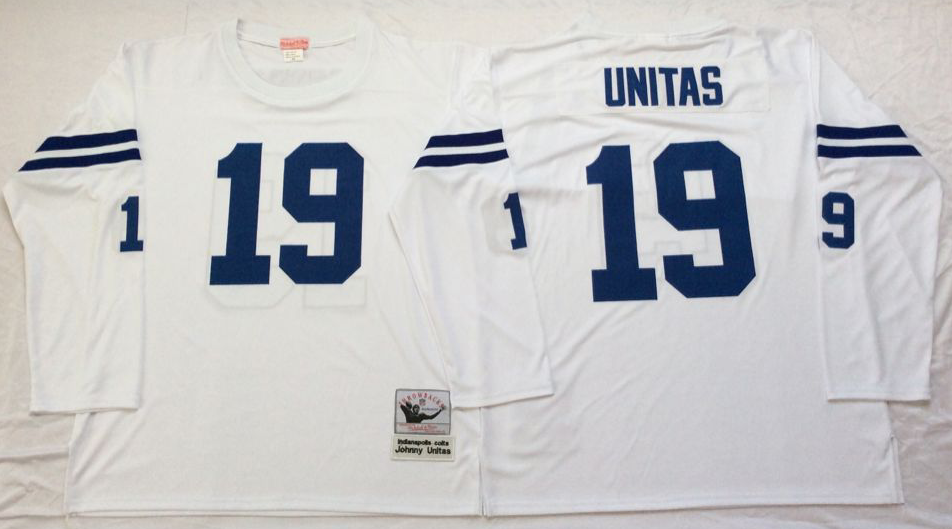 Men NFL Indianapolis Colts 19 Unitas white Mitchell Ness jerseys
